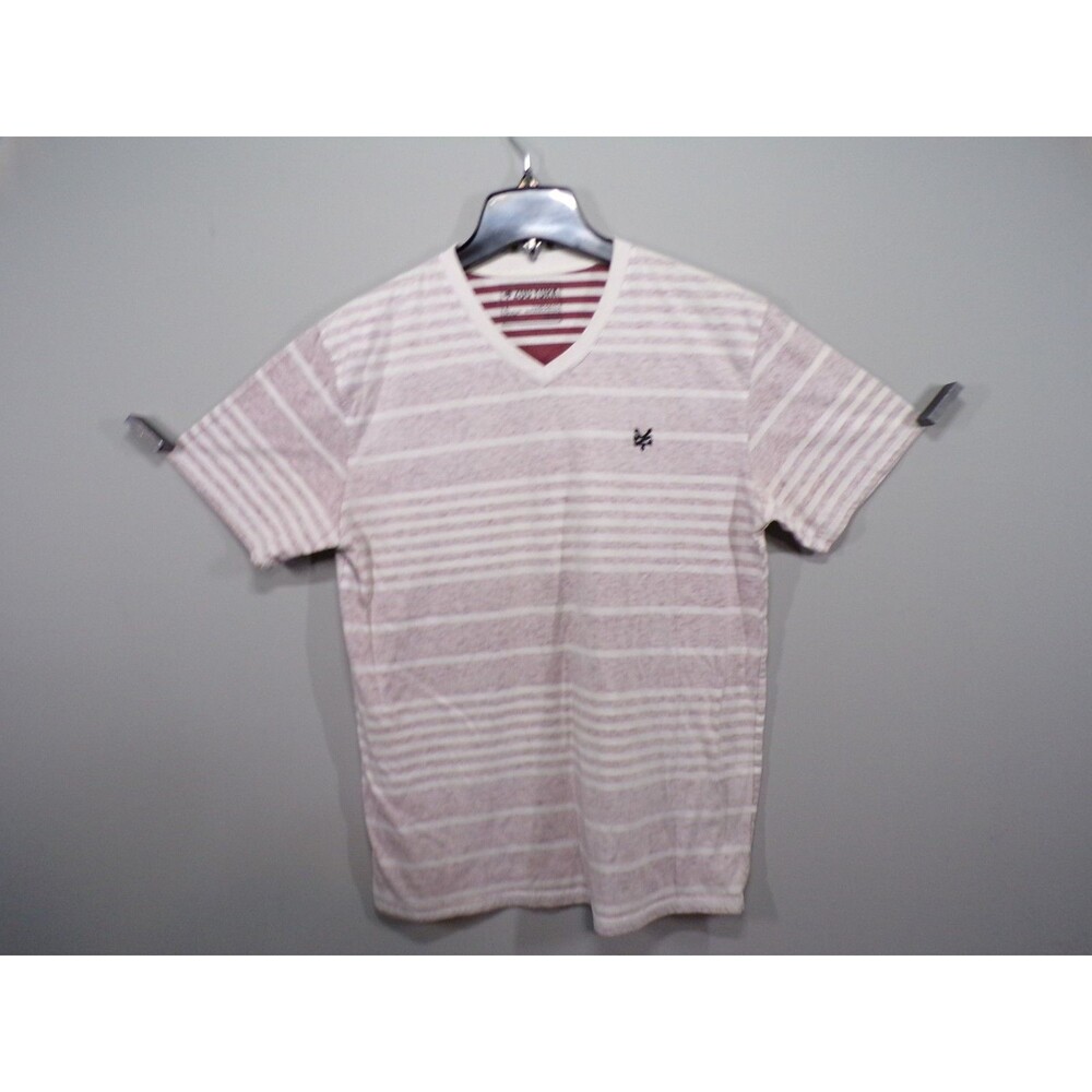 VTG Zoo York Men's White Multi-Color Striped V-Neck T-shirt size Large